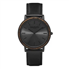 All Black Watch Wooden Bezel Case Genuine Leather Band Cools Fashion Sport Boys Teenagers Men Watches